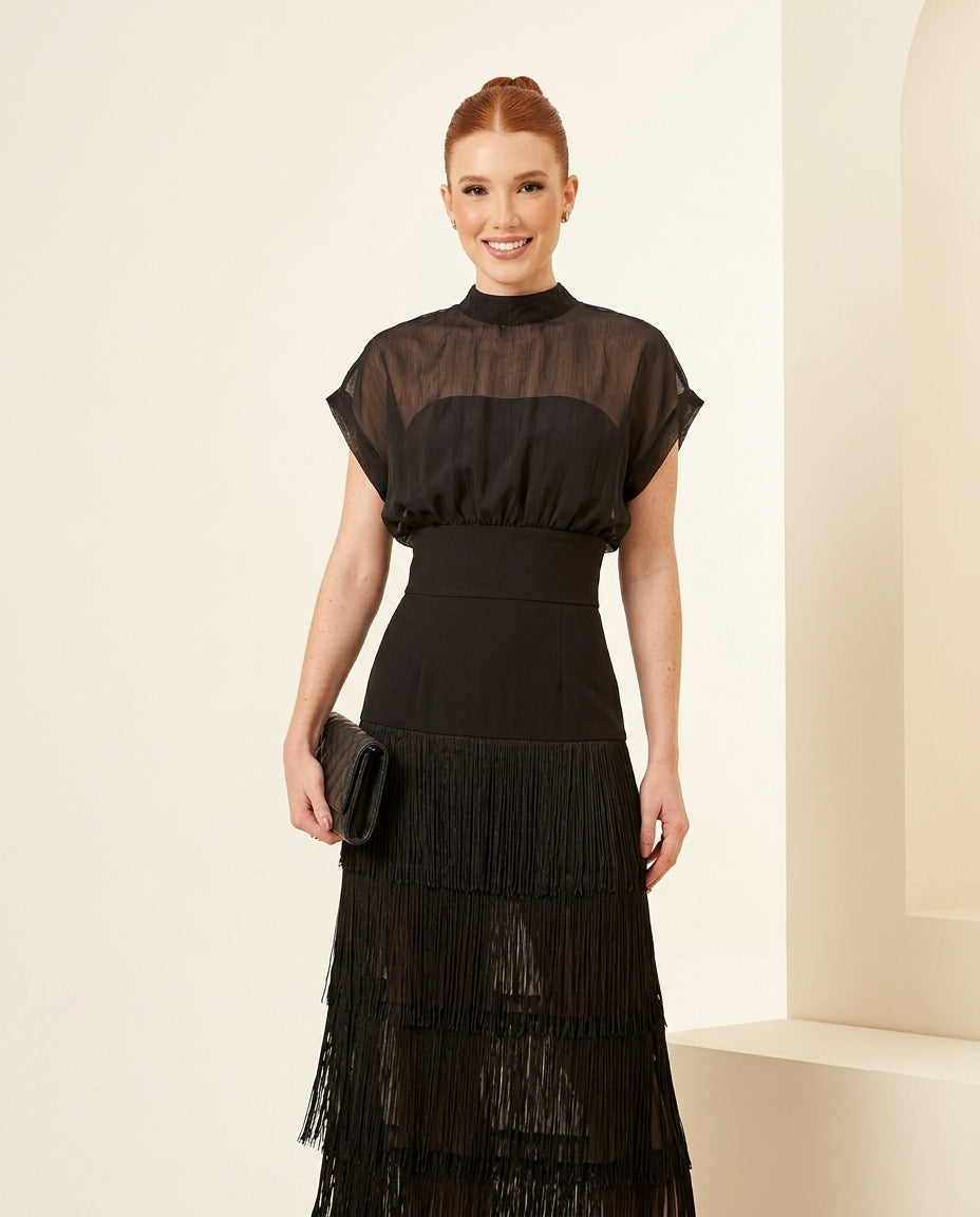 Black Charm Evening Lace Maxi Dress Black Maxi Dress with Asymmetric silhouette and Textured texture, front view product image for Date Night, a Palm Springs weekend, US Coastal Glam