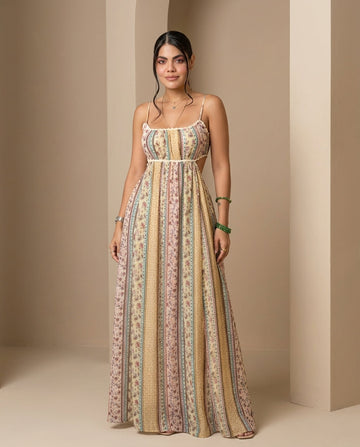 Butter Yellow Allure Resort Floral Maxi Dress Butter Yellow Maxi Dress with Relaxed Fit silhouette and Textured texture, front view product image for Resort Wear, Sunset in Malibu, US Coastal Glam