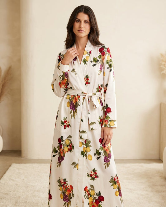 Ivory Aura Resort Printed Jacket Ivory Jacket with Asymmetric silhouette and Satin texture, front view product image for Resort Wear, a London dinner reservation, Euro Chic Premium