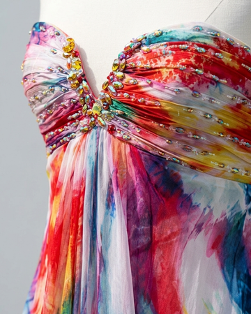 Abstract Print Beaded Embellishments Pockets Maxi Dress product image 1