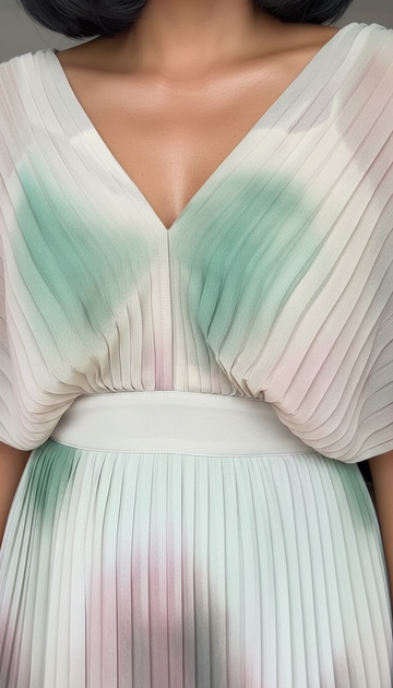 Green Ombre Print V-Neck Pleated Maxi Dress product image 1