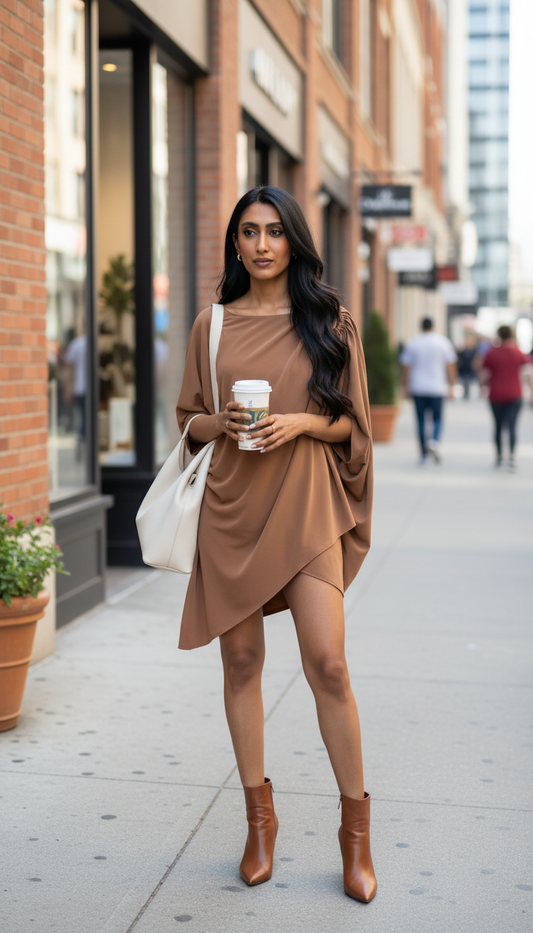 Brown Draped Design Shoulder Detail Jumpsuit product image 1