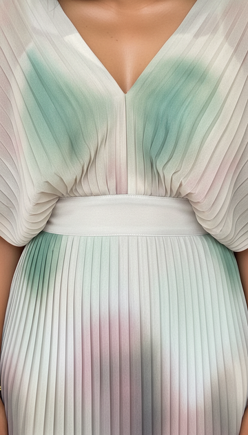 Green Ombre Print V-Neck Pleated Maxi Dress product image 1
