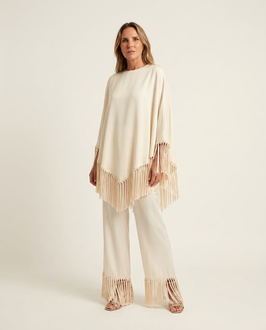 Ivory Glow Wedding Guest Linen Pant Set Ivory Pant Set with Wide-Leg silhouette and Linen Blend texture, clean studio product view for Wedding Guest, a cafe plan, Fall current summer selling first with a light late-summer/pre-fall accent: make it wearable by floravincie