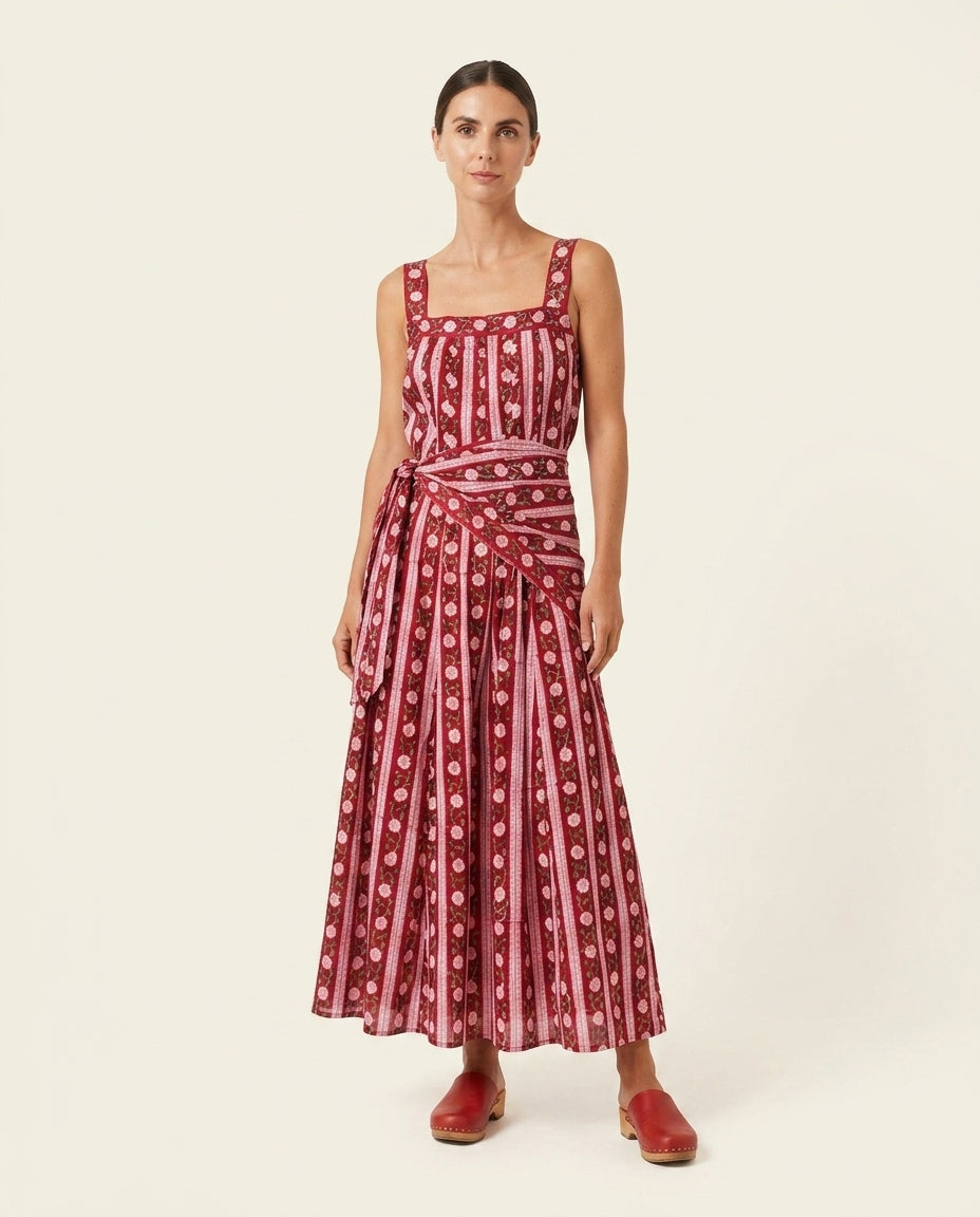 Burgundy Poise Wedding Guest Floral Maxi Dress Burgundy Maxi Dress with Relaxed Fit silhouette and Textured texture, clean studio product view for Wedding Guest, a cafe plan, Fall current summer selling first with a light late-summer/pre-fall accent: make by floravincie