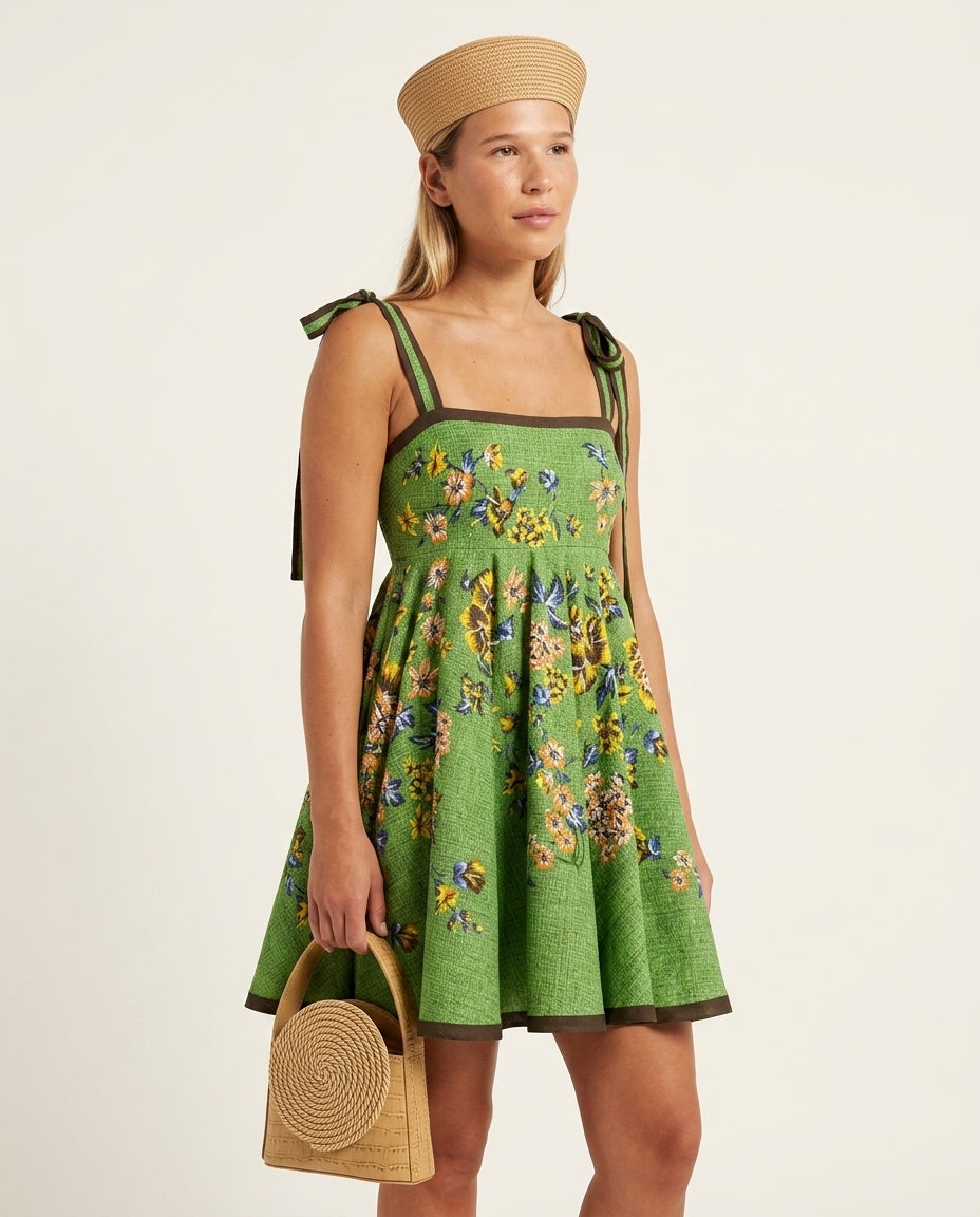 Sage Poise Resort Floral Maxi Dress Sage Maxi Dress with Asymmetric silhouette and Textured texture, clean studio product view for Resort Wear, a polished coastal brunch, US East / Hamptons Elite