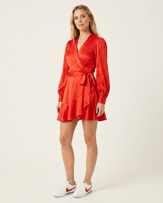 Red Lustre Summer Ruffled Romper Red Romper with Relaxed Fit silhouette and Textured texture, clean studio product view for Resort Styling, Evening in Amalfi, Euro Chic Premium by floravincie