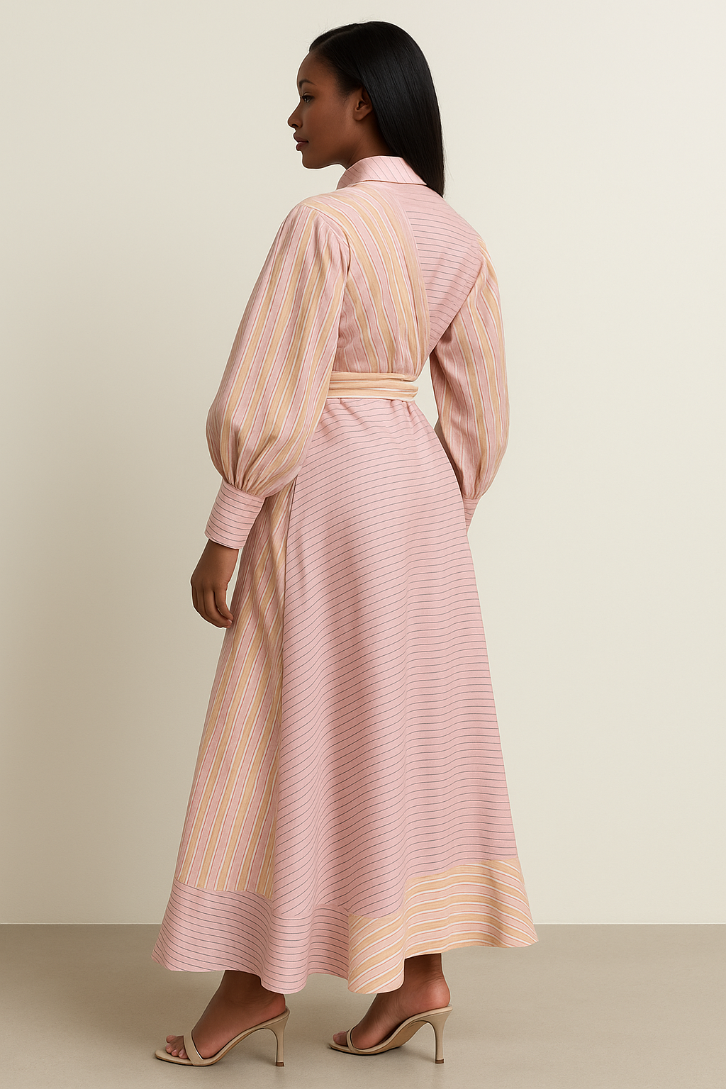 Pink Striped Wrap Belted Maxi Dress product image 2