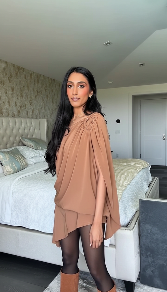 Brown Draped Design Shoulder Detail Jumpsuit product image 2
