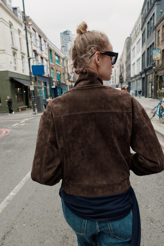Suede Leather Bomber Jacket