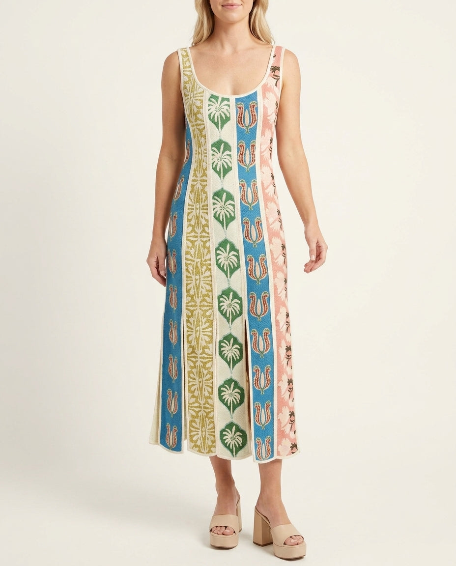 Ivory Lustre Wedding Guest Tropical Midi Dress Ivory Midi Dress with Flowing silhouette and Textured texture, side or back garment view for Wedding Guest, a fall city dinner, Fall current summer selling first with a light late-summer/pre-fall accent: make by floravincie