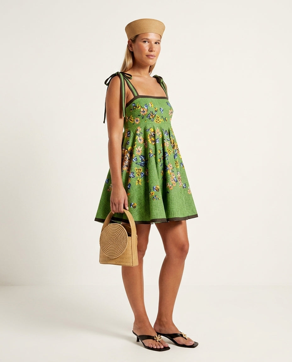 Sage Poise Resort Floral Maxi Dress Sage Maxi Dress with Asymmetric silhouette and Textured texture, side or back garment view for Resort Wear, a polished coastal brunch, US East / Hamptons Elite