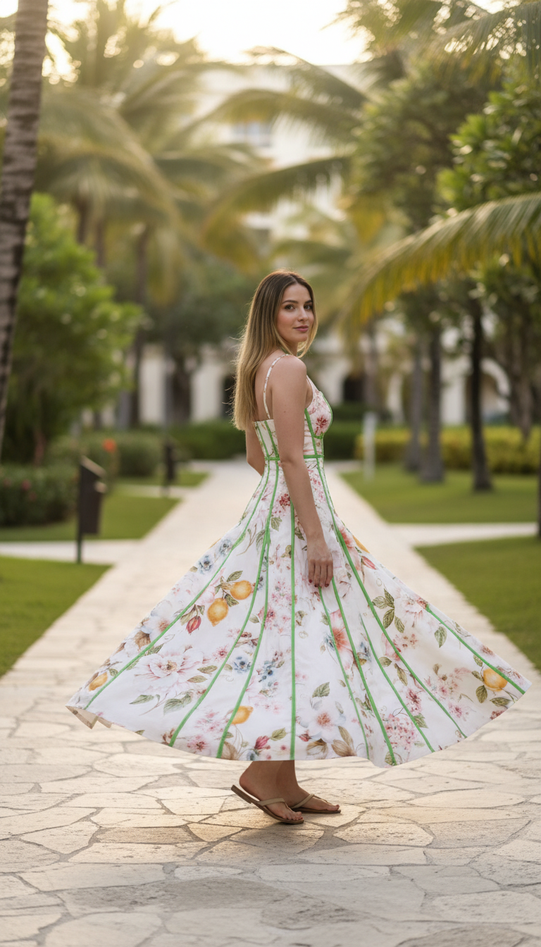 White Floral Contrast Piping Floral Print Maxi Dress product image 3