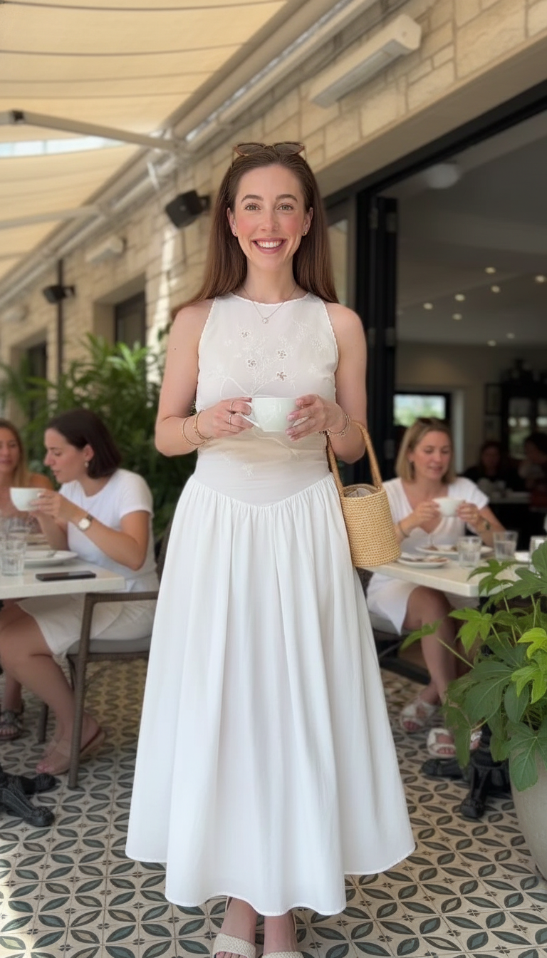 White Embroidered Print Embroidered Embroidered Details Maxi Dress product image 4