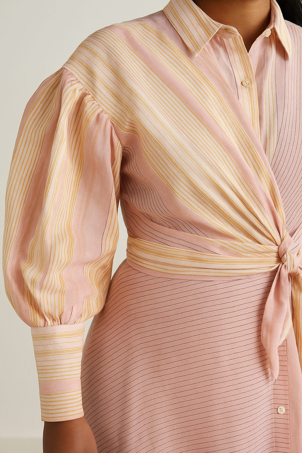 Pink Striped Wrap Belted Maxi Dress product image 4