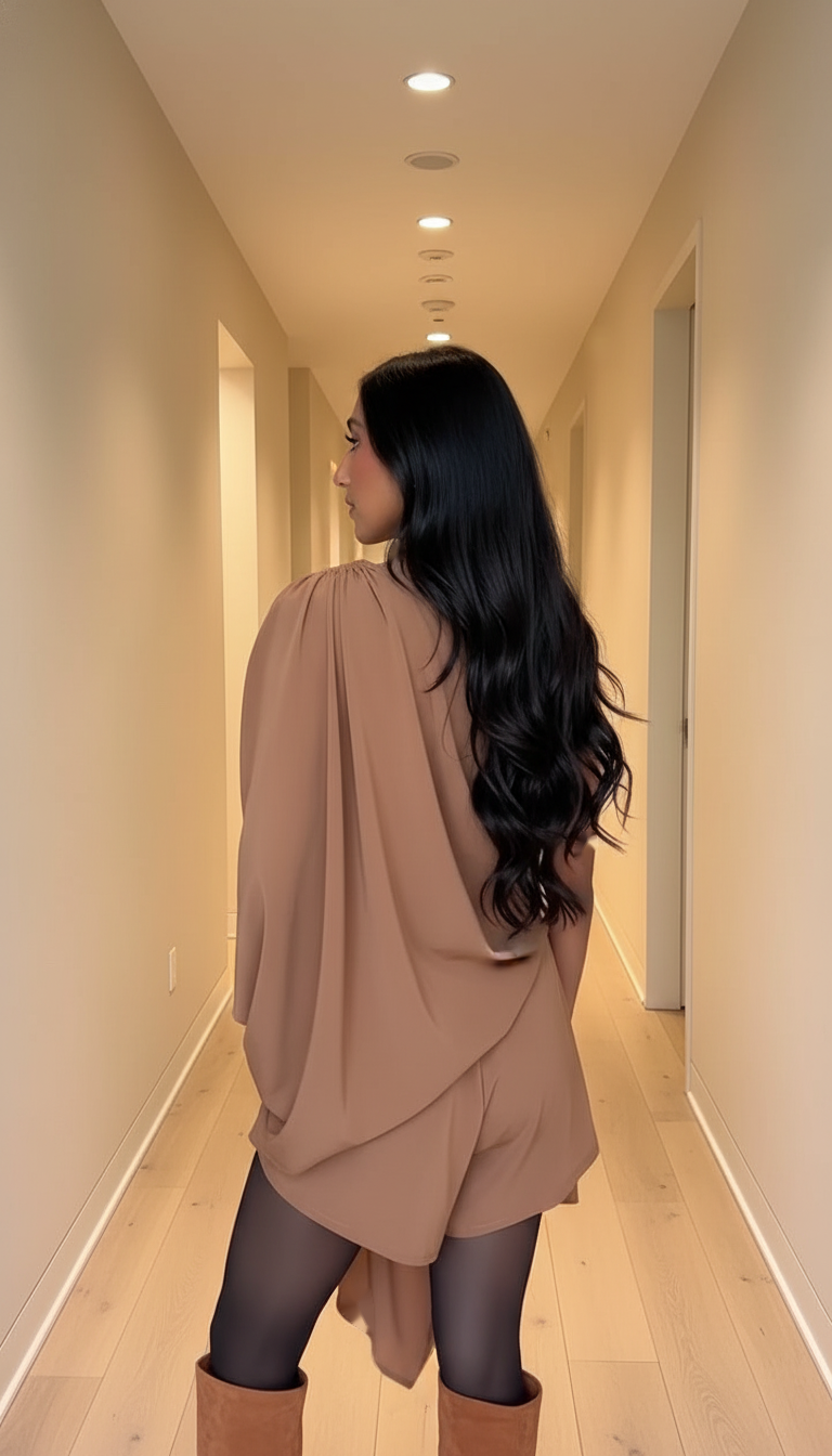 Brown Draped Design Shoulder Detail Jumpsuit product image 5