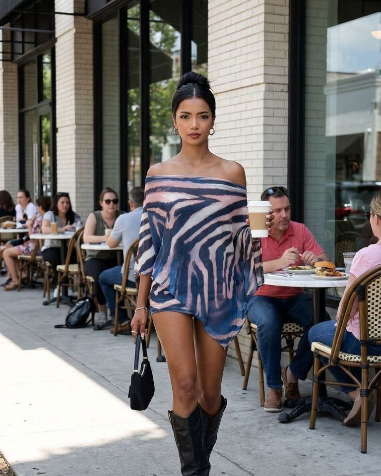 Blue Animal Print Sheer Sheer Fabric Mini Dress product image 5
