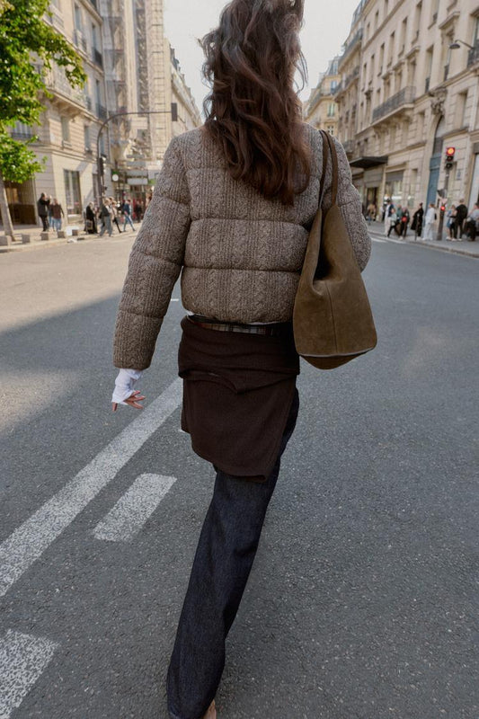 Brown textured down jacket