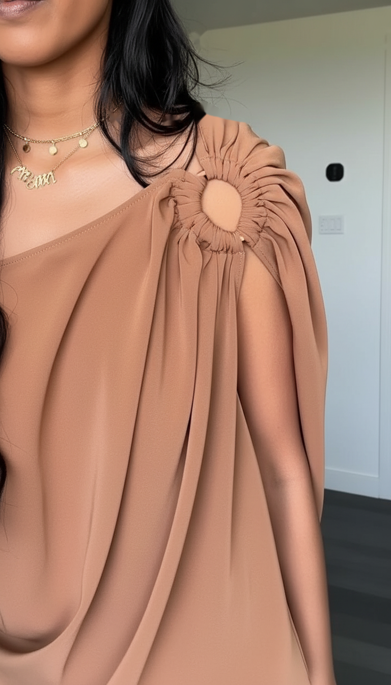 Brown Draped Design Shoulder Detail Jumpsuit product image 6
