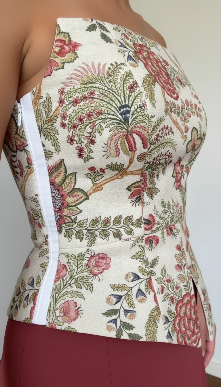 Floral Structured Peplum Hem Skirt Set product image 6