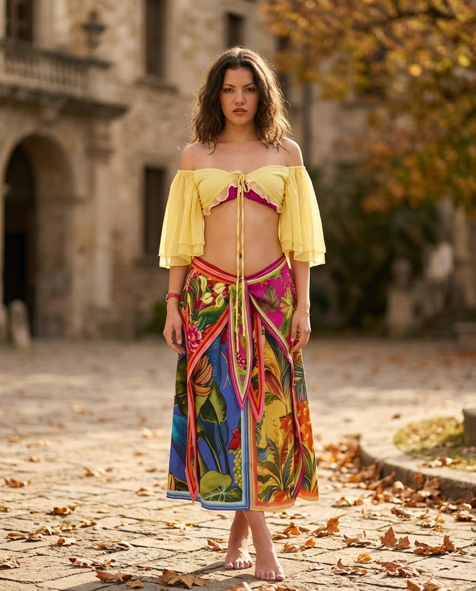 Butter Yellow Allure Evening Floral Short Set Butter Yellow Short Set with Relaxed Fit silhouette and Textured texture, fabric and construction detail for City Dinner, a gallery evening, Fall city dinners, cafe plans, gallery evenings, and polished weeken by floravincie