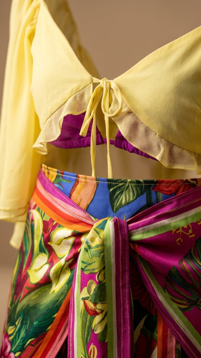 Butter Yellow Allure Evening Floral Short Set Butter Yellow Short Set with Relaxed Fit silhouette and Textured texture, additional styling view for City Dinner, a gallery evening, Fall city dinners, cafe plans, gallery evenings, and polished weekend styli by floravincie