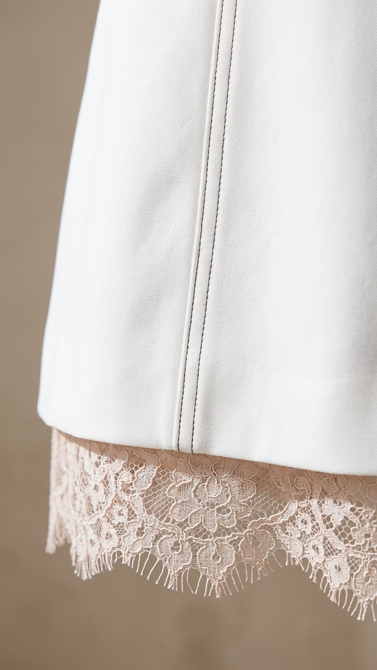 Ivory Bloom Evening Lace Mini Dress Ivory Mini Dress with Flowing silhouette and Textured texture, additional styling view for City Dinner, an office-to-dinner transition, Fall city dinners, cafe plans, gallery evenings, and polished weekend styling, US C by floravincie
