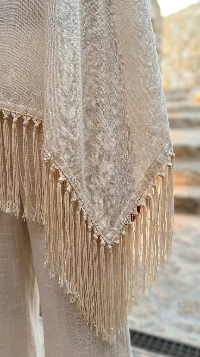 Ivory Glow Wedding Guest Linen Pant Set Ivory Pant Set with Wide-Leg silhouette and Linen Blend texture, additional styling view for Wedding Guest, a cafe plan, Fall current summer selling first with a light late-summer/pre-fall accent: make it wearable n by floravincie