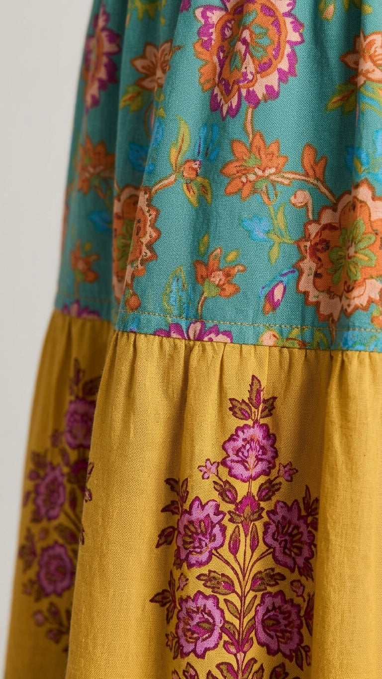 Butter Yellow Charm Wedding Guest Printed Maxi Dress Butter Yellow Maxi Dress with Relaxed Fit silhouette and Textured texture, additional styling view for Wedding Guest, a cafe plan, Fall current summer selling first with a light late-summer/pre-fall acc by floravincie