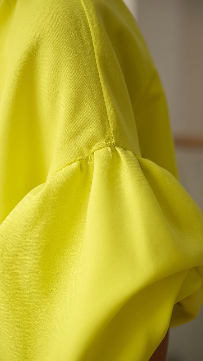 Neon Yellow Glow Wedding Guest Maxi Dress Neon Yellow Maxi Dress with Cropped silhouette and Textured texture, additional styling view for Wedding Guest, a cafe plan, Fall current summer selling first with a light late-summer/pre-fall accent: make it wear by floravincie