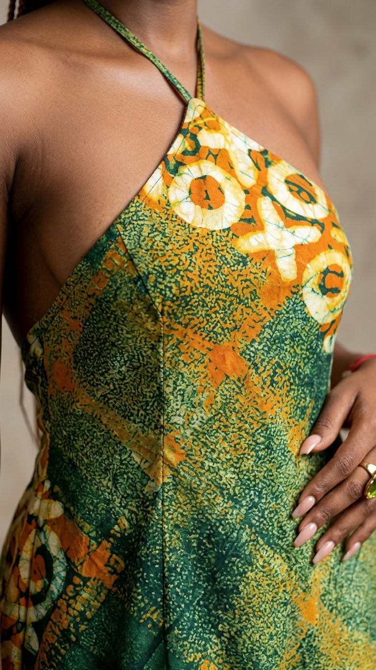 Sage Velvet Resort Abstract Print Maxi Dress Sage Maxi Dress with Relaxed Fit silhouette and Textured texture, additional styling view for Resort Wear, a polished coastal brunch, US East / Hamptons Elite