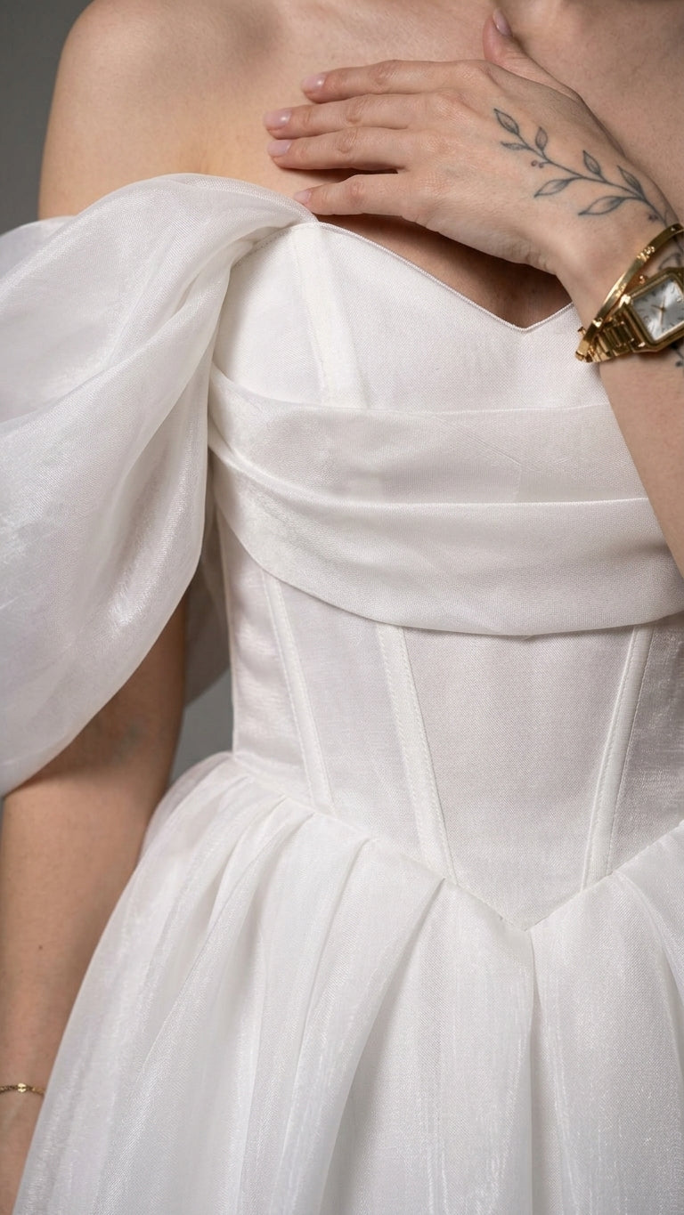 Ivory Velvet Evening Satin Maxi Dress Ivory Maxi Dress with Structured silhouette and Satin texture, additional styling view for Date Night, a private garden lunch, US East / Hamptons Elite