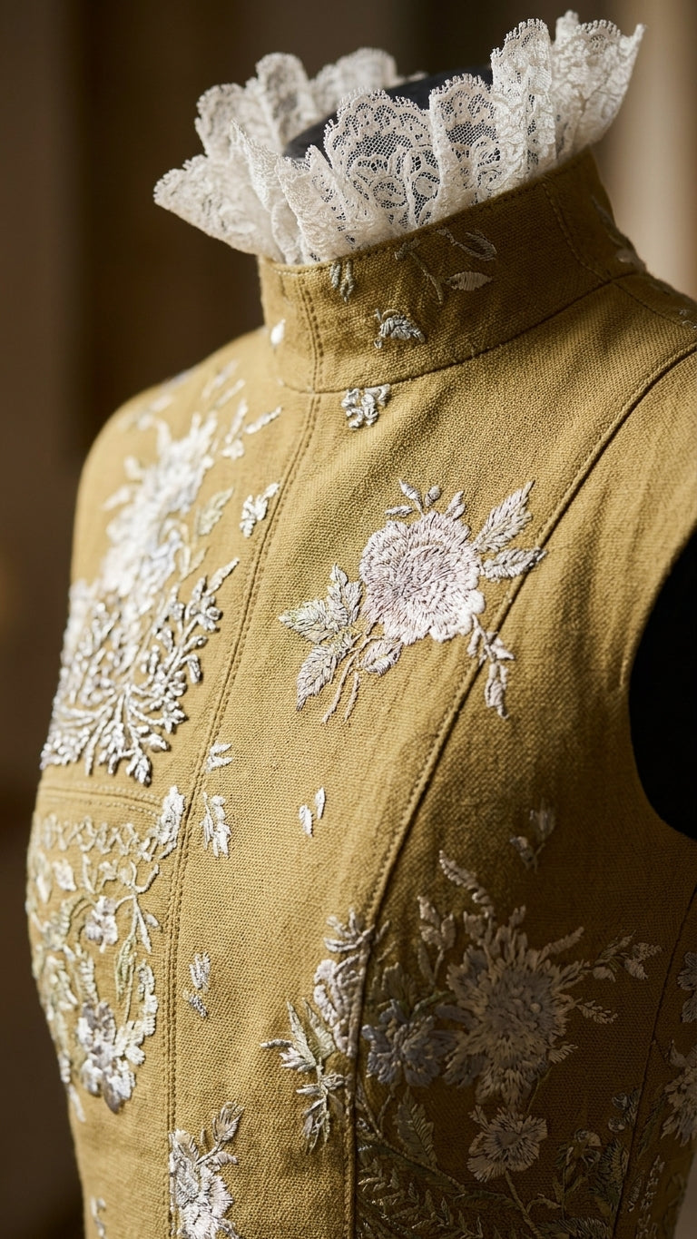 Mustard Yellow Grace Summer Embroidered Maxi Dress Mustard Yellow Maxi Dress with Relaxed Fit silhouette and Textured texture, additional styling view for Wedding Guest, an estate dinner at golden hour, US East / Hamptons Elite by floravincie