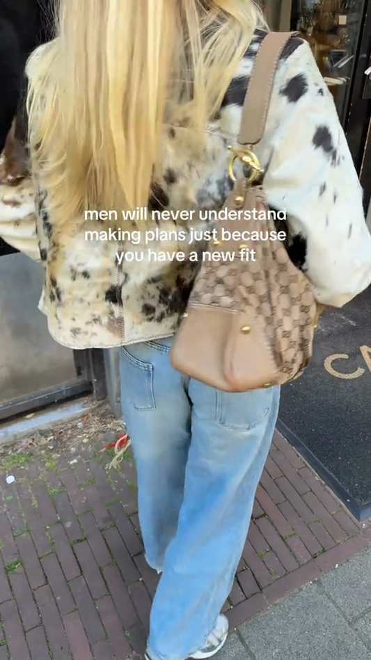 Cow - Print Faux Fur Jacket