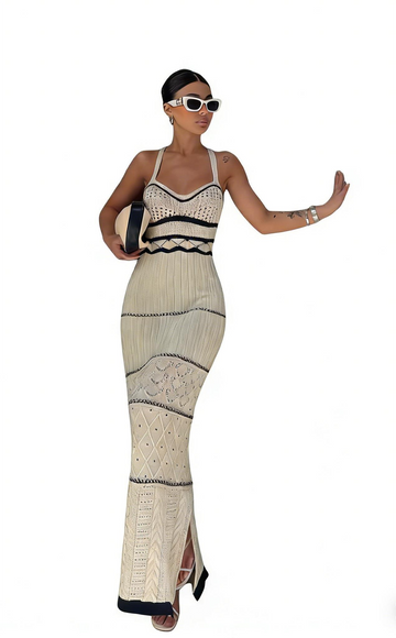 Knitted backless maxi dress