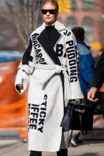 Double-Sided Printed Long Wool Coat