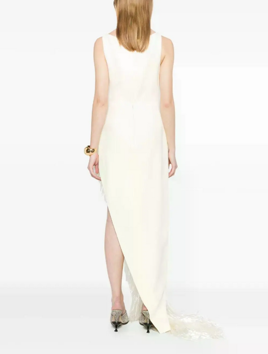 V-neck fringe-detailed maxi dress