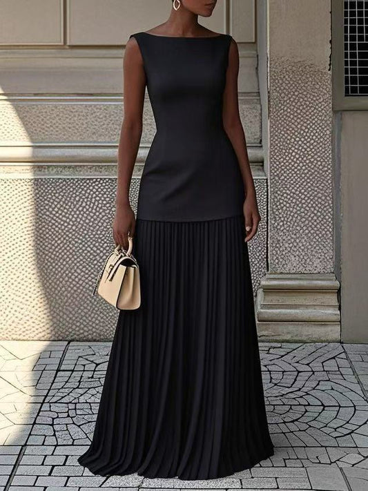 Halter Neck Strapless Pleated Mini Dress