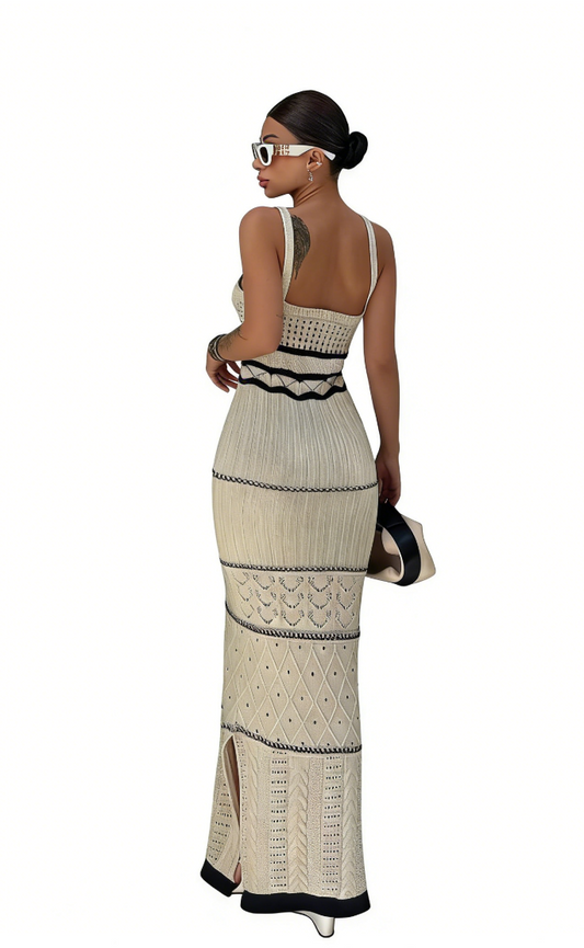 Knitted backless maxi dress