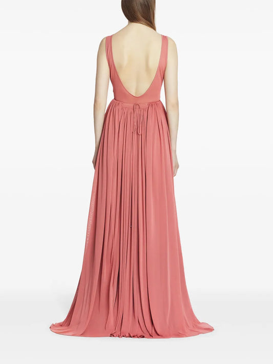 Open Back Draped Maxi Dress