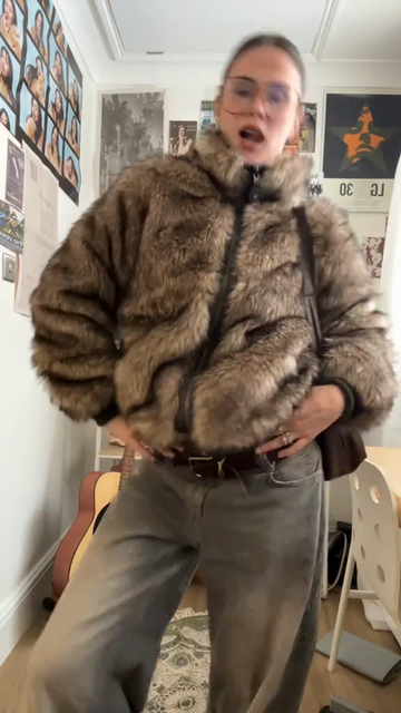 Brown faux fur jacket