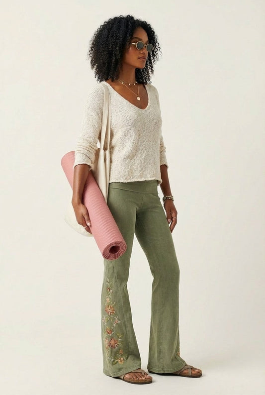 Women's Textured Knit Sweater V-Neck Relaxed Fit Casual Pullover