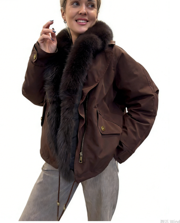 Plush collar practical jacket