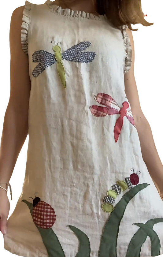 Pastel insect print sleeveless mini dress