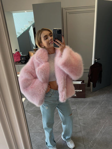 Pink faux fur jacket