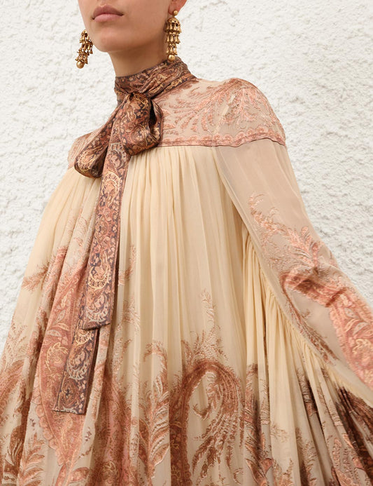 Paisley Dolman Sleeve Mini Dress