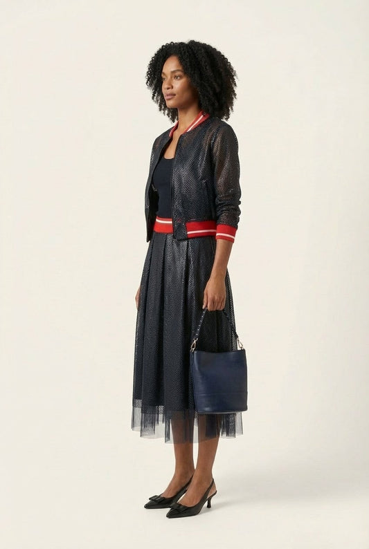 Noir Motion Mesh Two-Piece Set