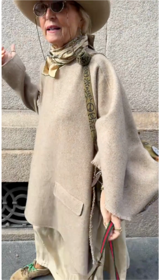 Beige Poncho Style Sweater