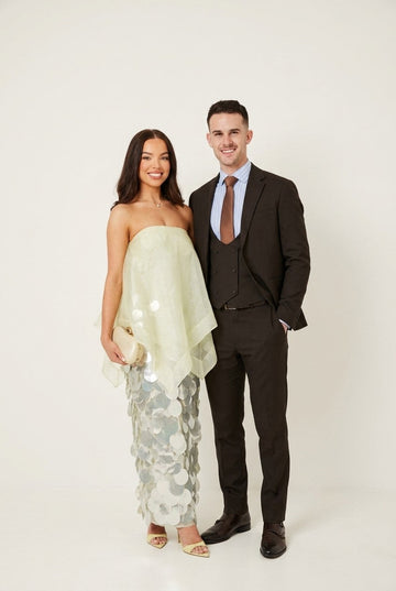 Women's Organza Strapless Blouse and Sequin Skirt Set for Gala