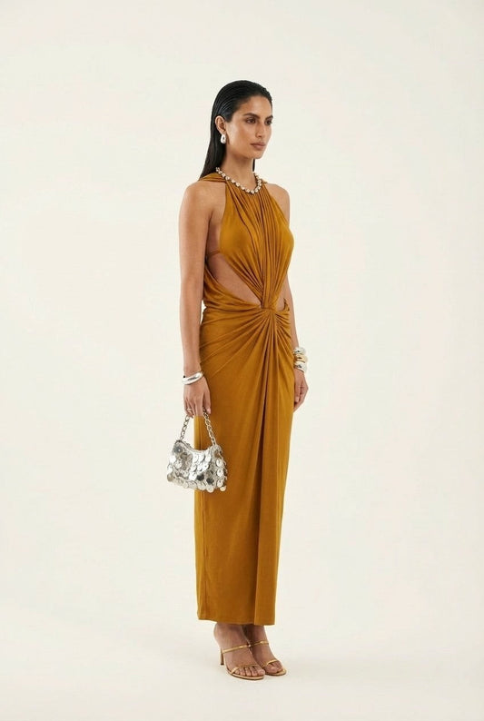 Soleia Drape Cutout Evening Dress